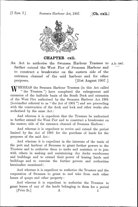 Swansea Harbour Act 1907