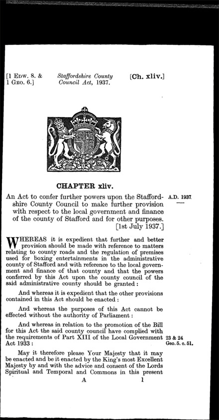 Staffordshire County Council Act 1937