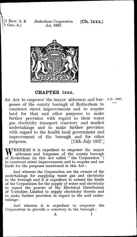 Rotherham Corporation Act 1937