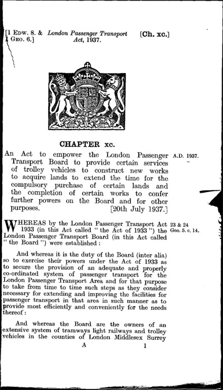 London Passenger Transport Act 1937