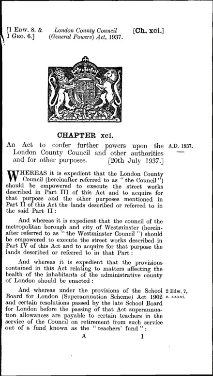 London County Council (General Powers) Act 1937