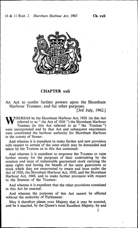 Shoreham Harbour Act 1962