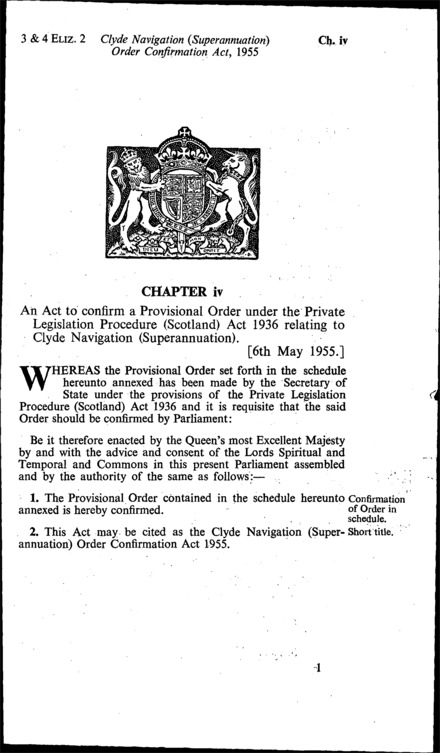 Clyde Navigation (Superannuation) Order Confirmation Act 1955