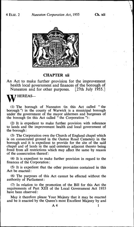 Nuneaton Corporation Act 1955