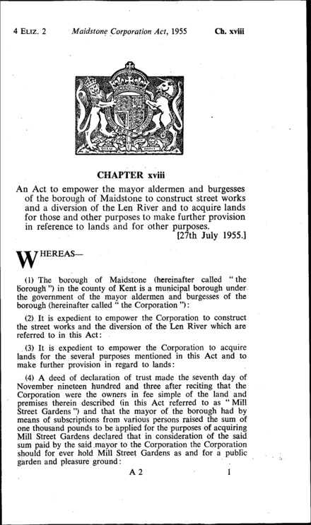 Maidstone Corporation Act 1955