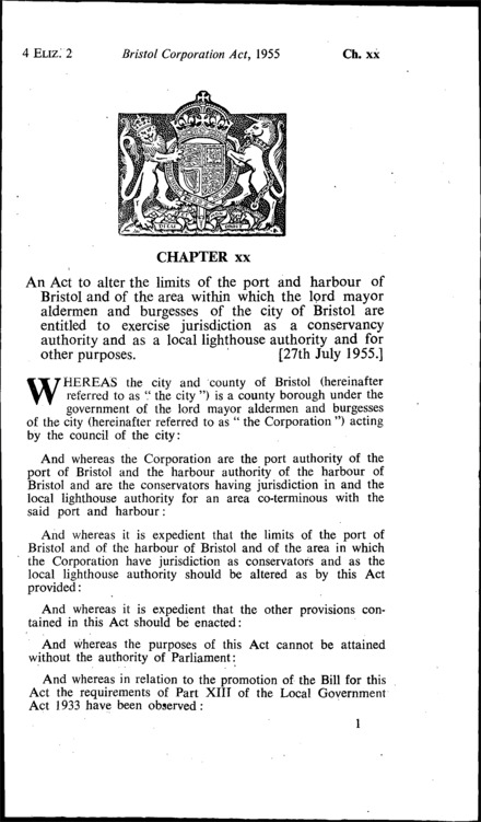 Bristol Corporation Act 1955