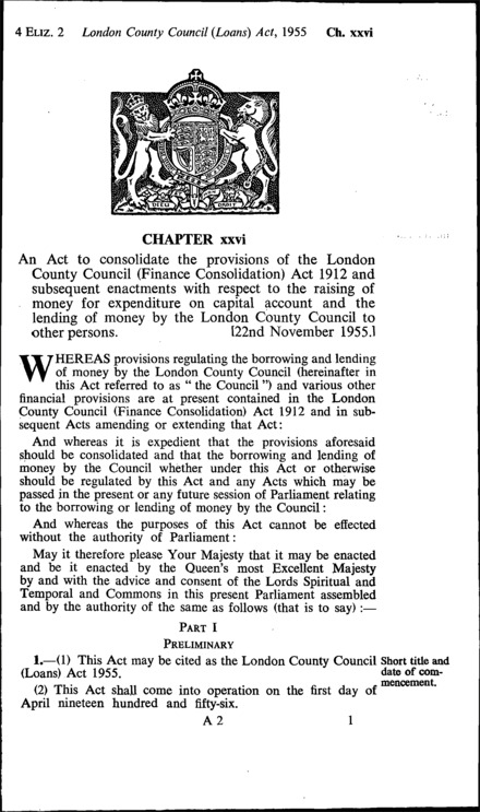 London County Council (Loans) Act 1955