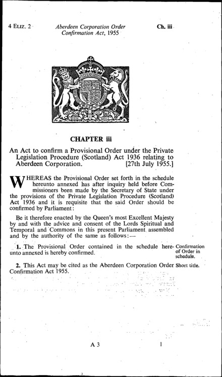 Aberdeen Corporation Order Confirmation Act 1955