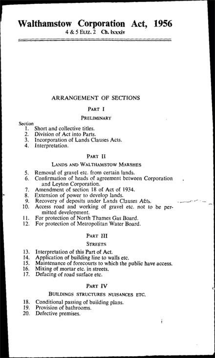 Walthamstow Corporation Act 1956