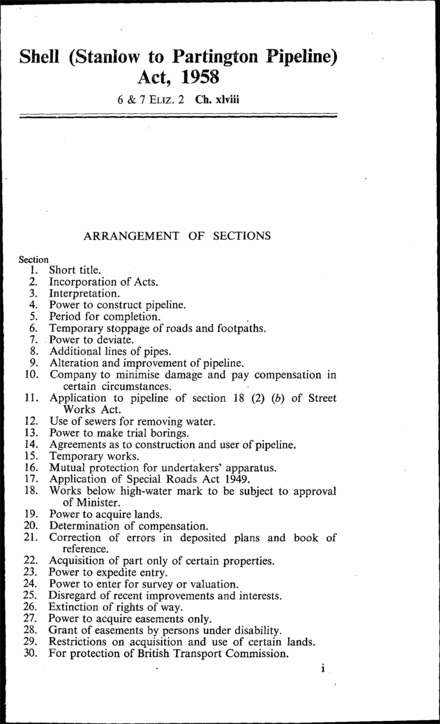 Shell (Stanlow to Partington Pipelines) Act 1958