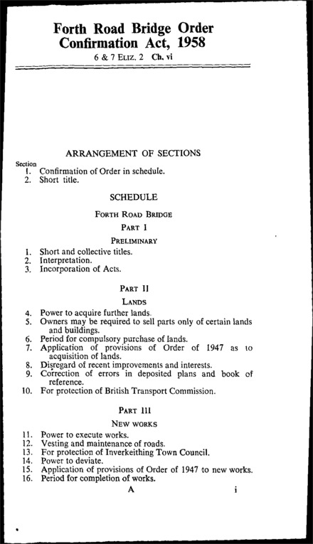 Forth Road Bridge Order Confirmation Act 1958