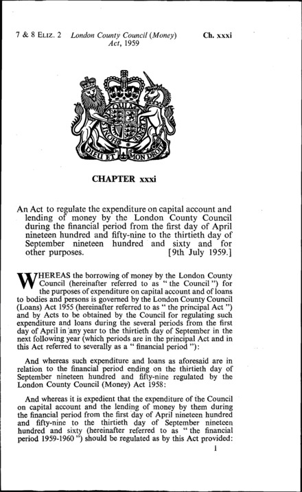 London County Council (Money) Act 1959