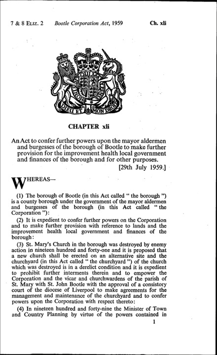 Bootle Corporation Act 1959