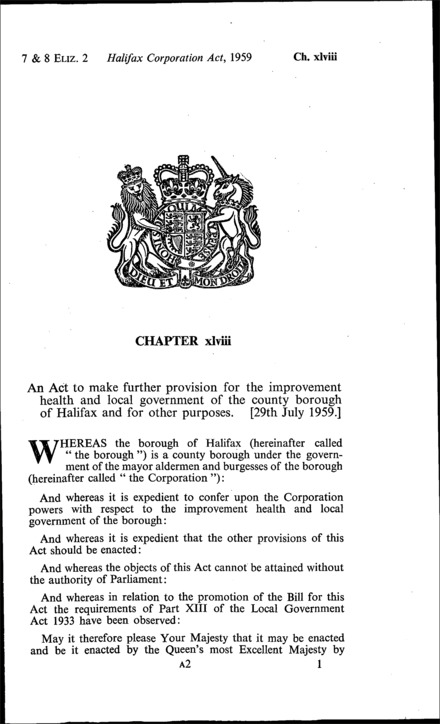 Halifax Corporation Act 1959