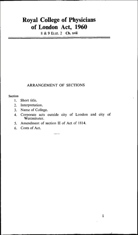Royal College of Physicians of London Act 1960