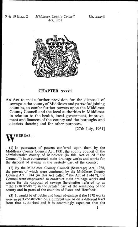 Middlesex County Council Act 1961