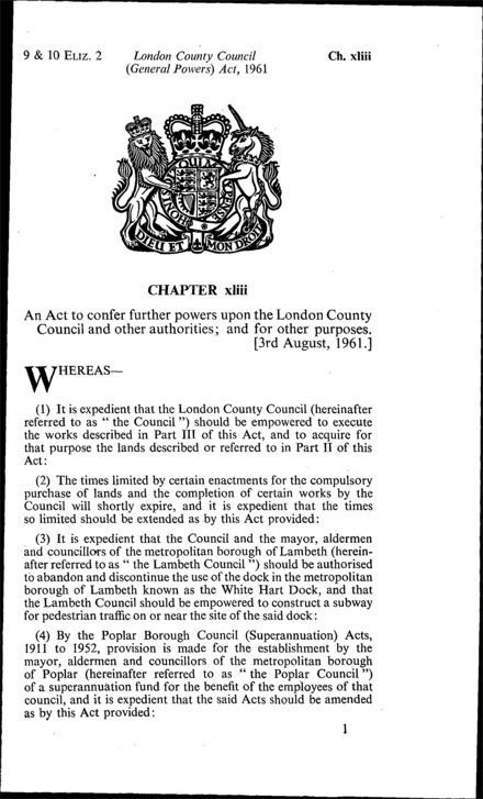 London County Council (General Powers) Act 1961