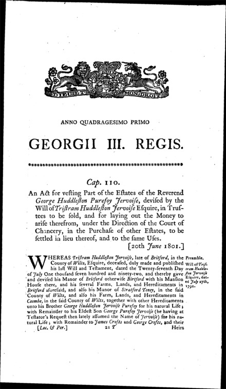 Jervoise's Estate Act 1801