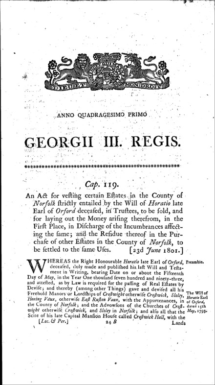 Earl of Oxford's Estate Act 1801
