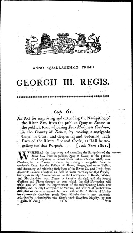 Exeter and Crediton Navigation Act 1801