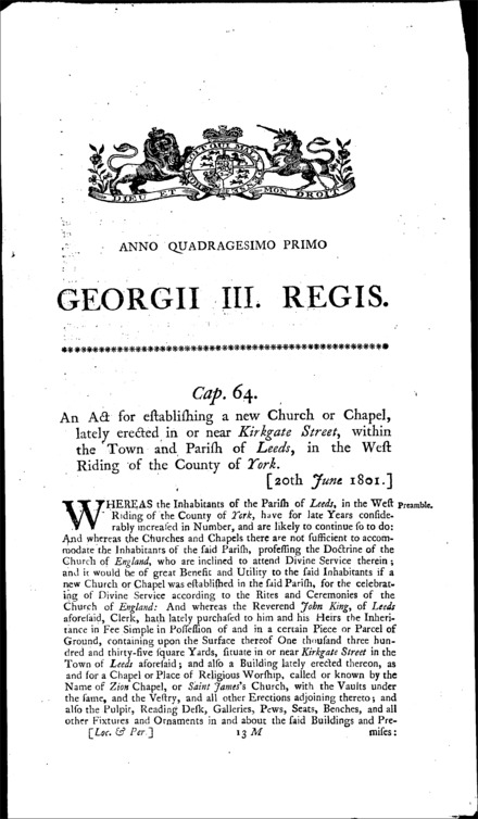 Leeds Kirkgate Street Church Act 1801