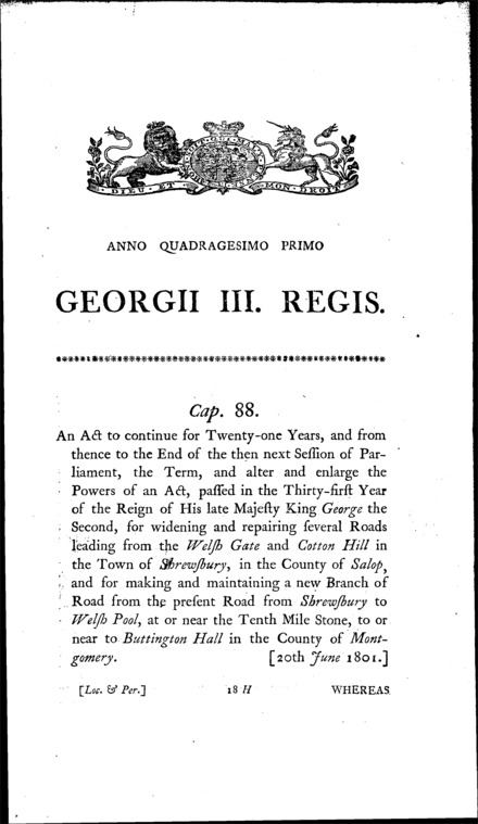 Shrewsbury Roads Act 1801