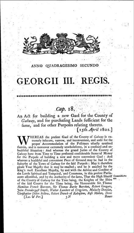 Galway County Gaol Act 1802