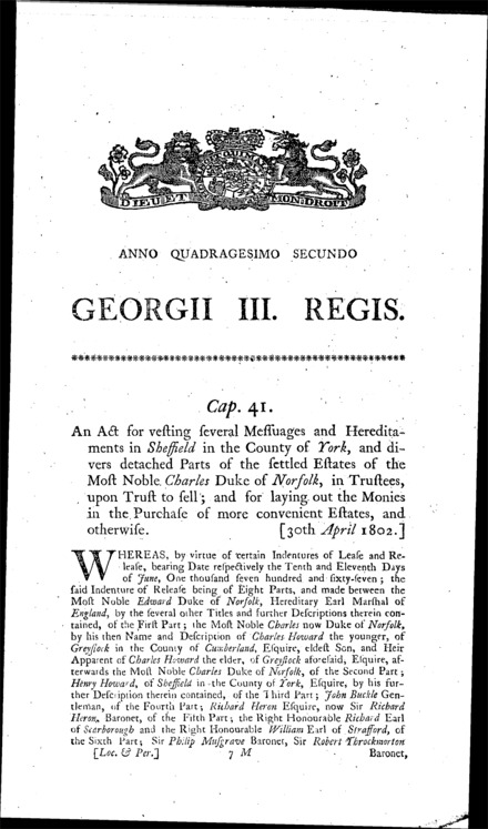 Duke of Norfolk's Estate Act 1802