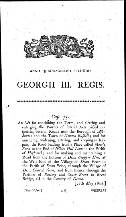 Devon Roads Act 1802