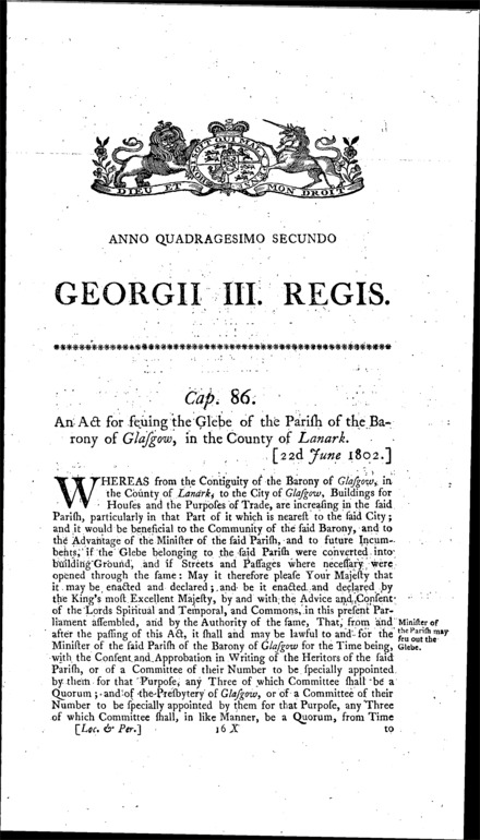 Glasgow Glebe Lands Act 1802