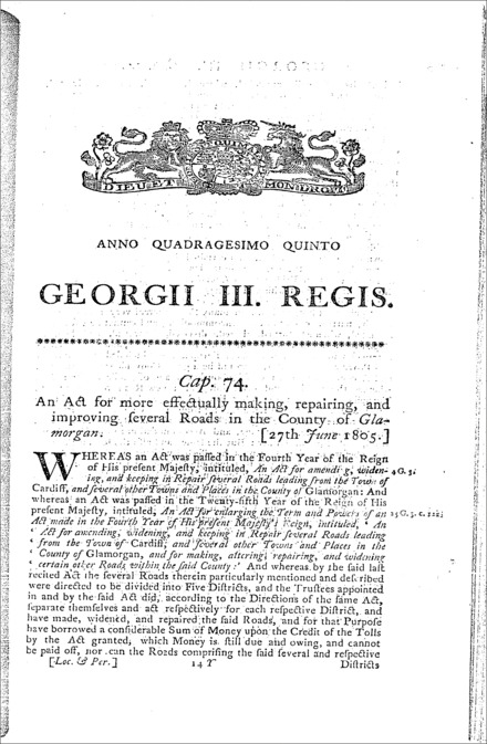 Roads in Glamorgan Act 1805