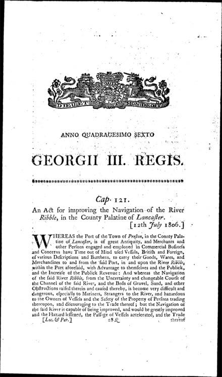 River Ribble Navigation Act 1806
