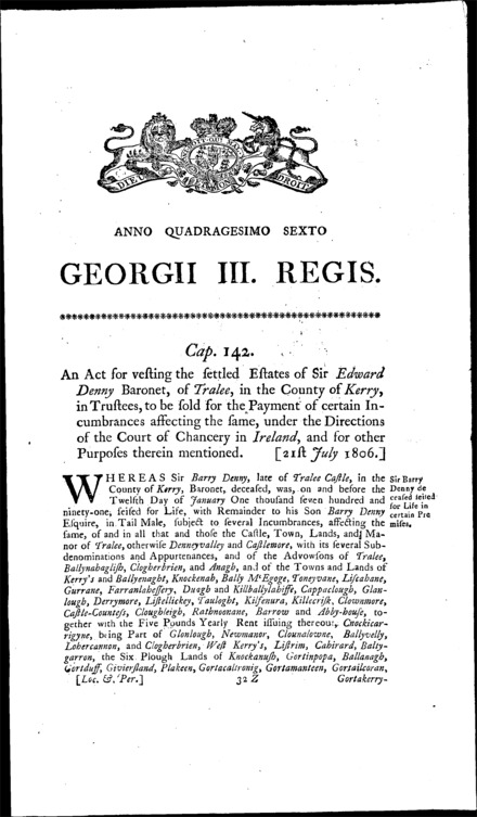 Denny's Estate Act 1806