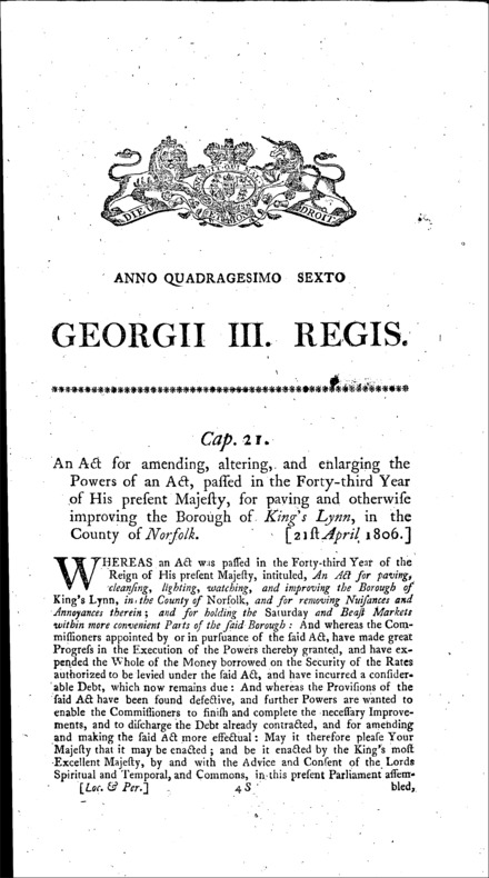 King's Lynn Improvement Act 1806