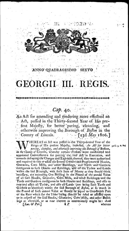 Boston (Lincolnshire) Improvement Act 1806
