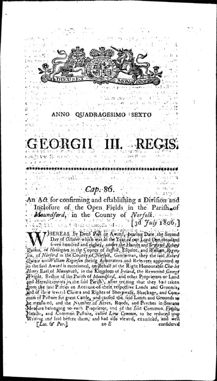 Moundford Inclosure Act 1806