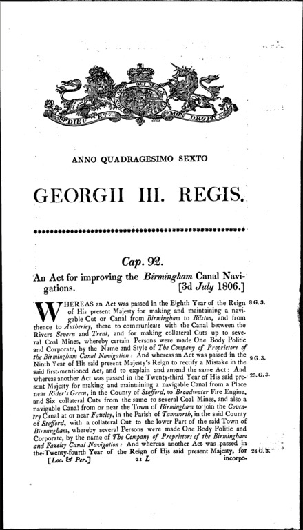 Birmingham Canal Navigations Act 1806