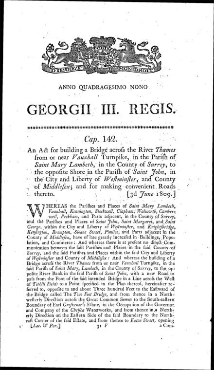 Vauxhall Bridge Act 1809