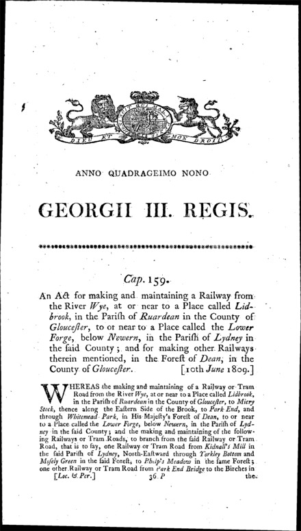 Lydney and Lidbrook Railway Act 1809