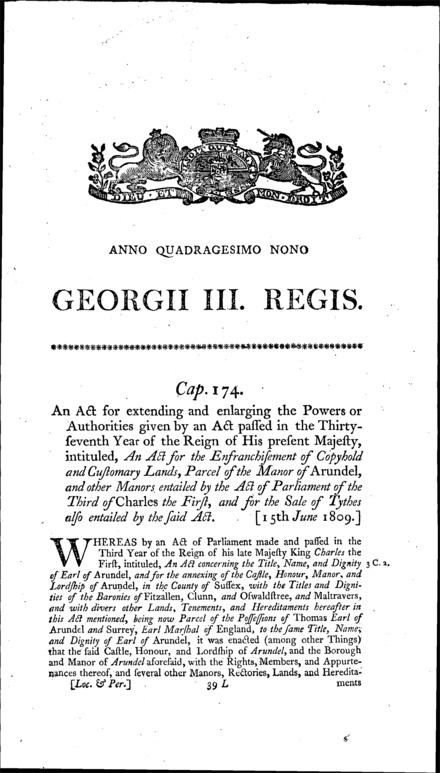 Duke of Norfolk's Estate Act 1809