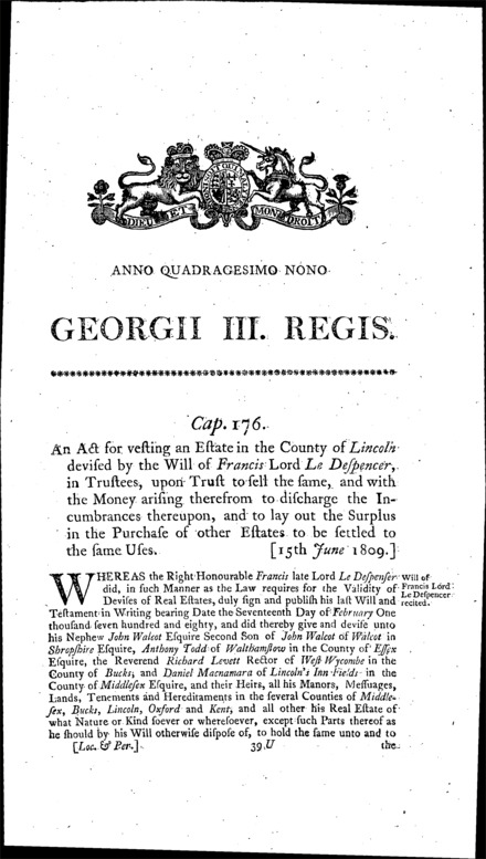 Lord Le Despencer's Estate Act 1809