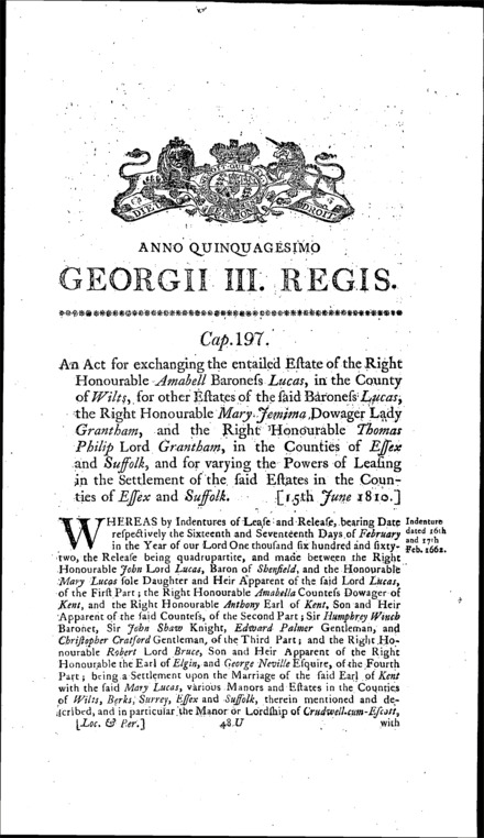 Lucas and Graham Estates Act 1810