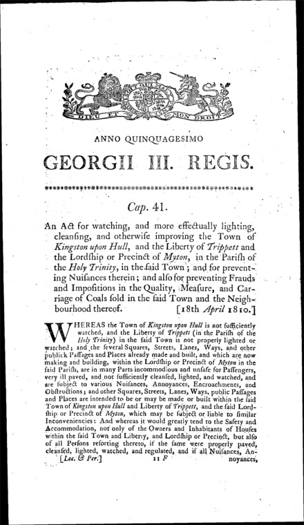 Kingston-upon-Hull Improvement Act 1810