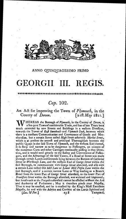 Plymouth Improvement Act 1811