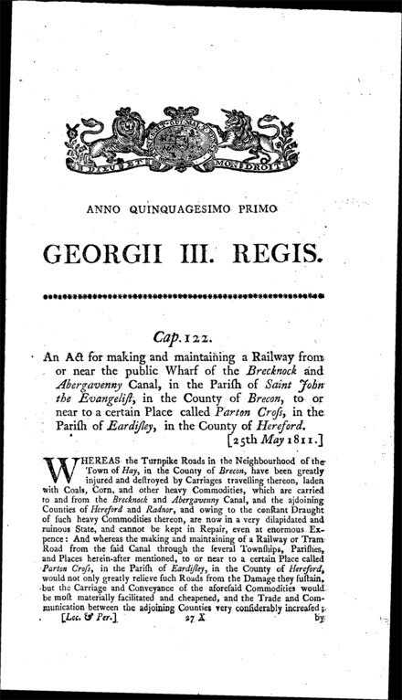 Hay Railway Act 1811