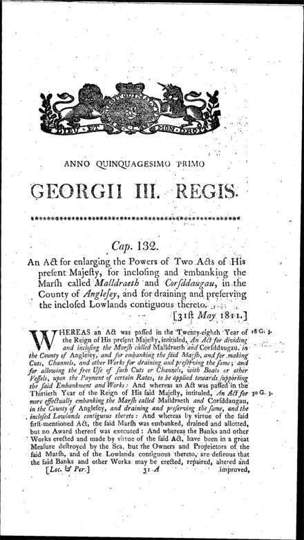 Malldraeth and Corsddaugau Inclosing, Embanking and Draining Act 1811