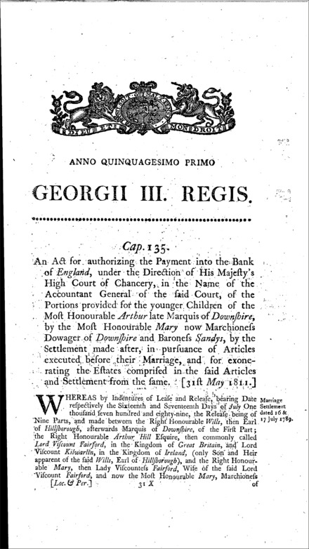 Marquis of Downshire's Estate Act 1811