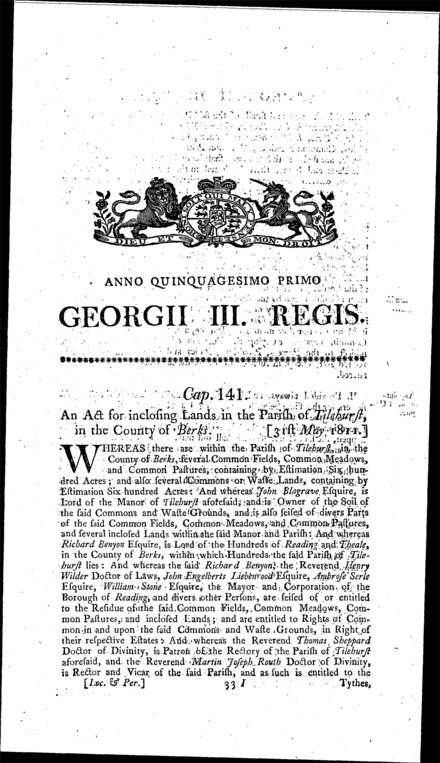 Tilehurst Inclosure Act 1811