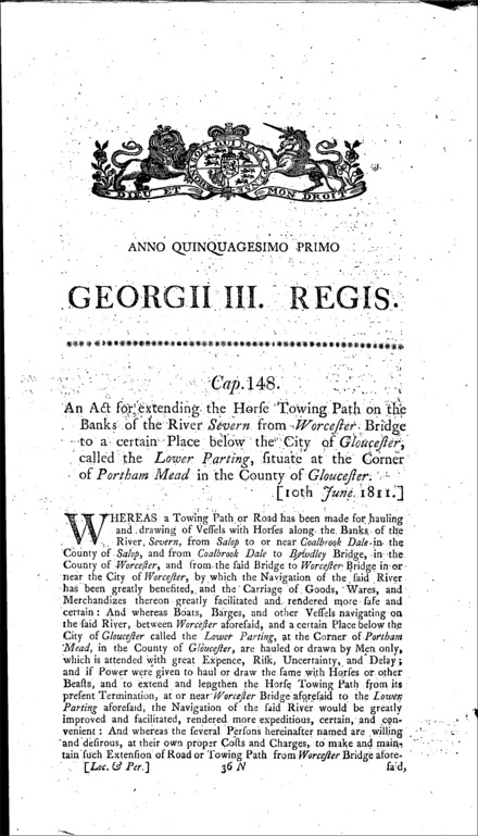 Gloucester and Worcester Horse Towing-Path Act 1811
