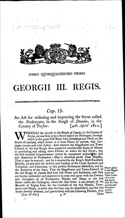 Nethergate (Dundee) Improvement Act 1811